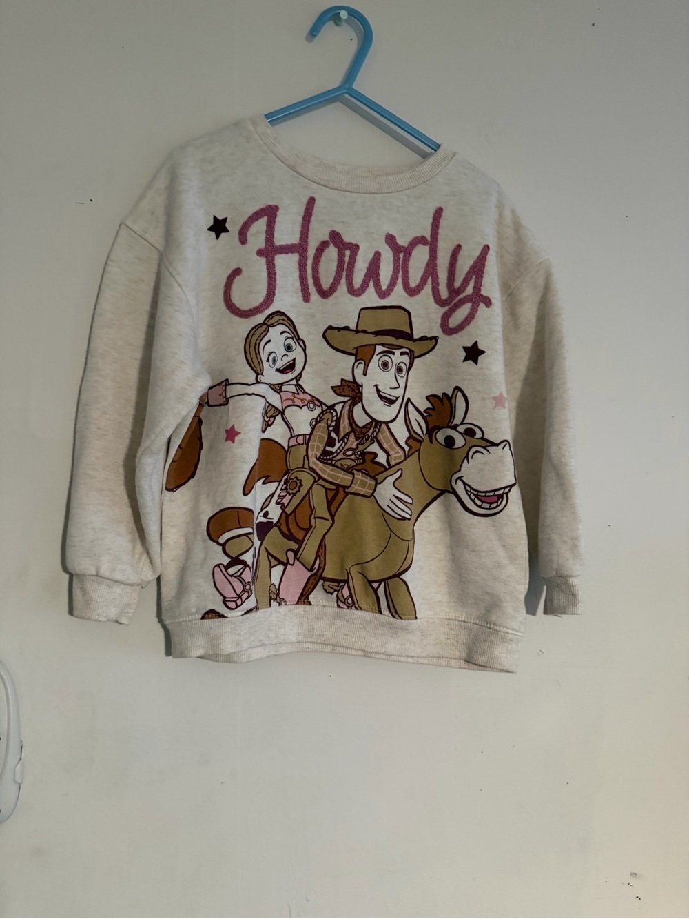 Disney-Pixar Embroidered “Howdy” Toy Story Crewneck Sweatshirt - Cream Size 5T